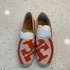 WORN ONCE - TORY BURCH Orange Logo Espadrilles
